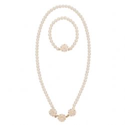 // COLLIER ET BRACELET BLANC BRELOQUE FLEU